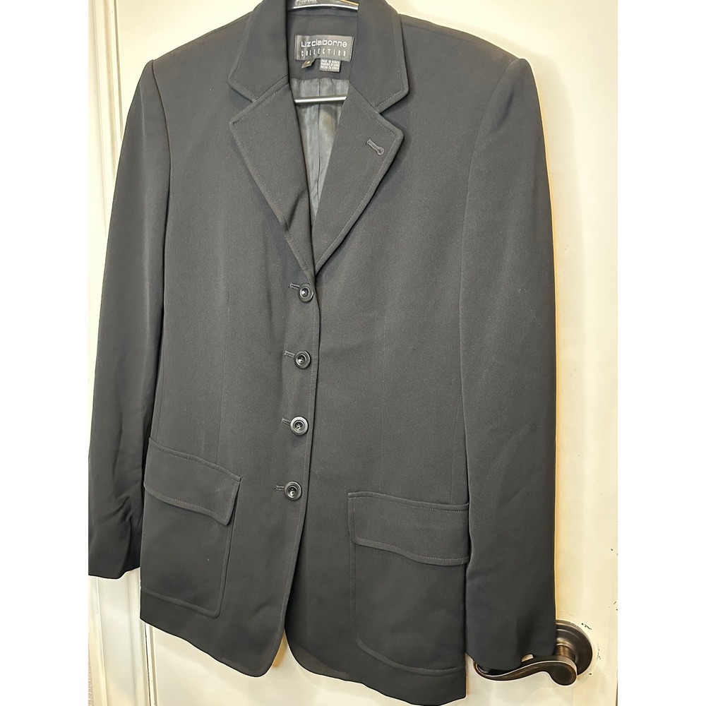 Liz Claiborne Collection Womens Black 4 Button Blazer Jacket Size 8